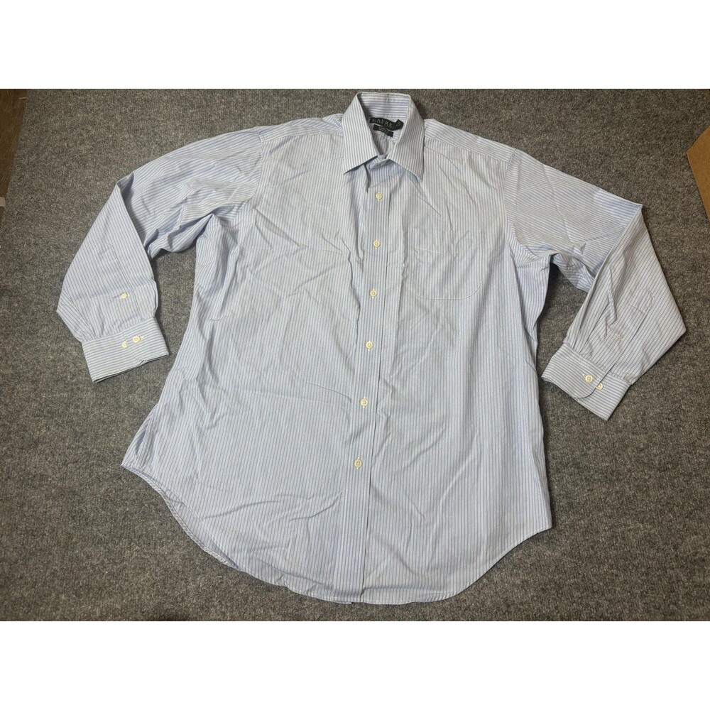 Lauren Ralph Lauren Dress Shirt Mens 16 32/33 Blue Stripe Classic Fit Non Iron
